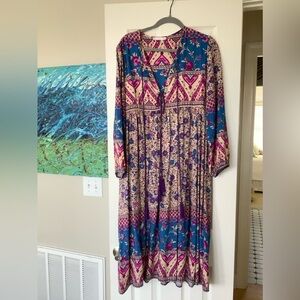 Floral Bohemian Maxi Dress - Blue and Pink